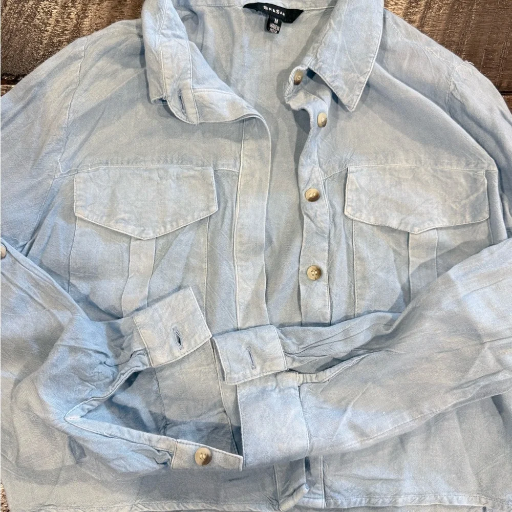 Casual Light Blue Kids Button Down Shirt